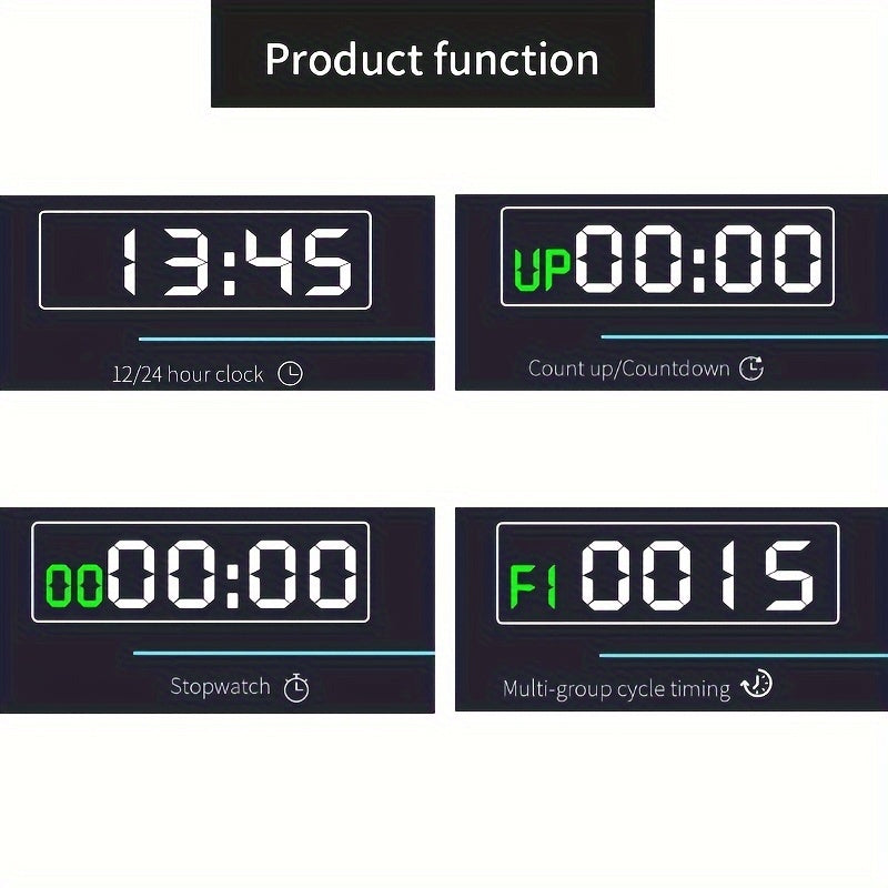 Rechargeable Gym Timer with 8 Fat Burning Training Modes(Black)