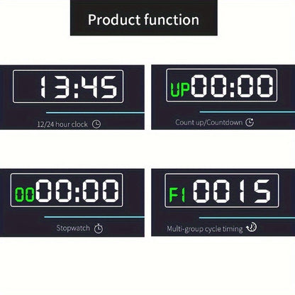 Rechargeable Gym Timer with 8 Fat Burning Training Modes(Black)