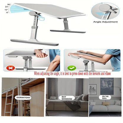 Adjustable Height Foldable Desk with Phone Slot