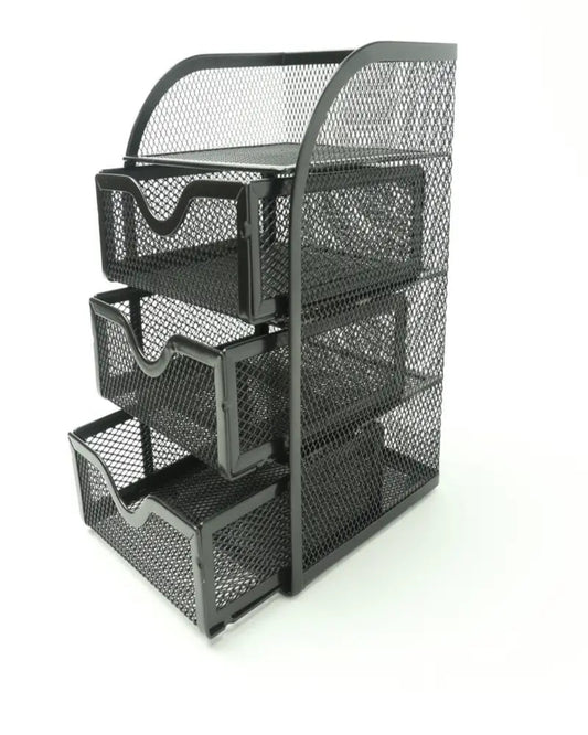 4 Tier Mesh Desk Organizer with 3 Drawers - Efficient Desk Organization