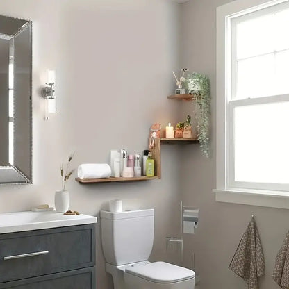 Rustic Wooden Wall Mounted Corner Shelf Set