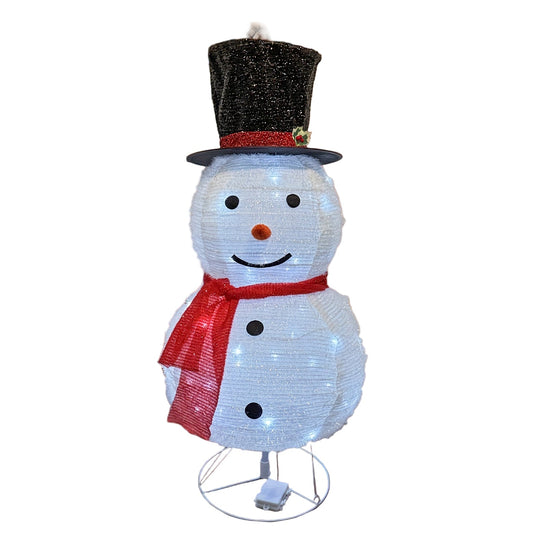 Lighted Christmas Snowman Decoration with Hat and Scarf