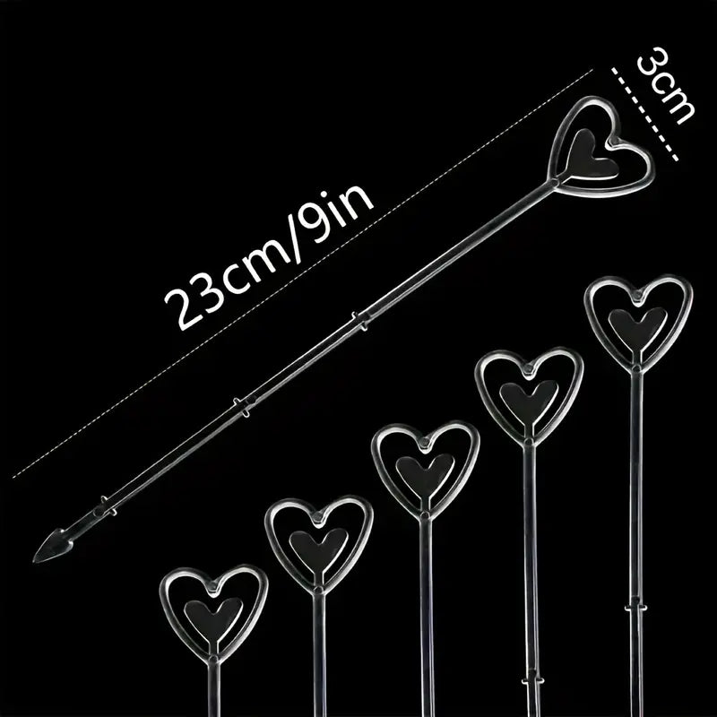 50-Piece Heart-Shaped Plastic Flower Card Holders