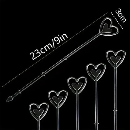 50-Piece Heart-Shaped Plastic Flower Card Holders