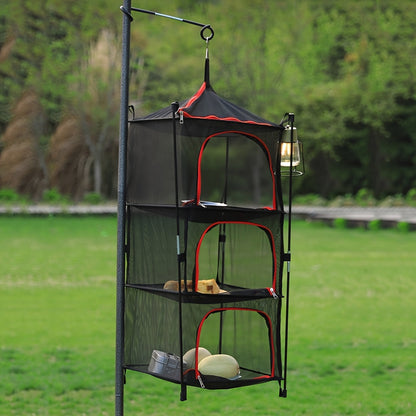3-Tier Camping Storage Net Foldable Hanging Rack