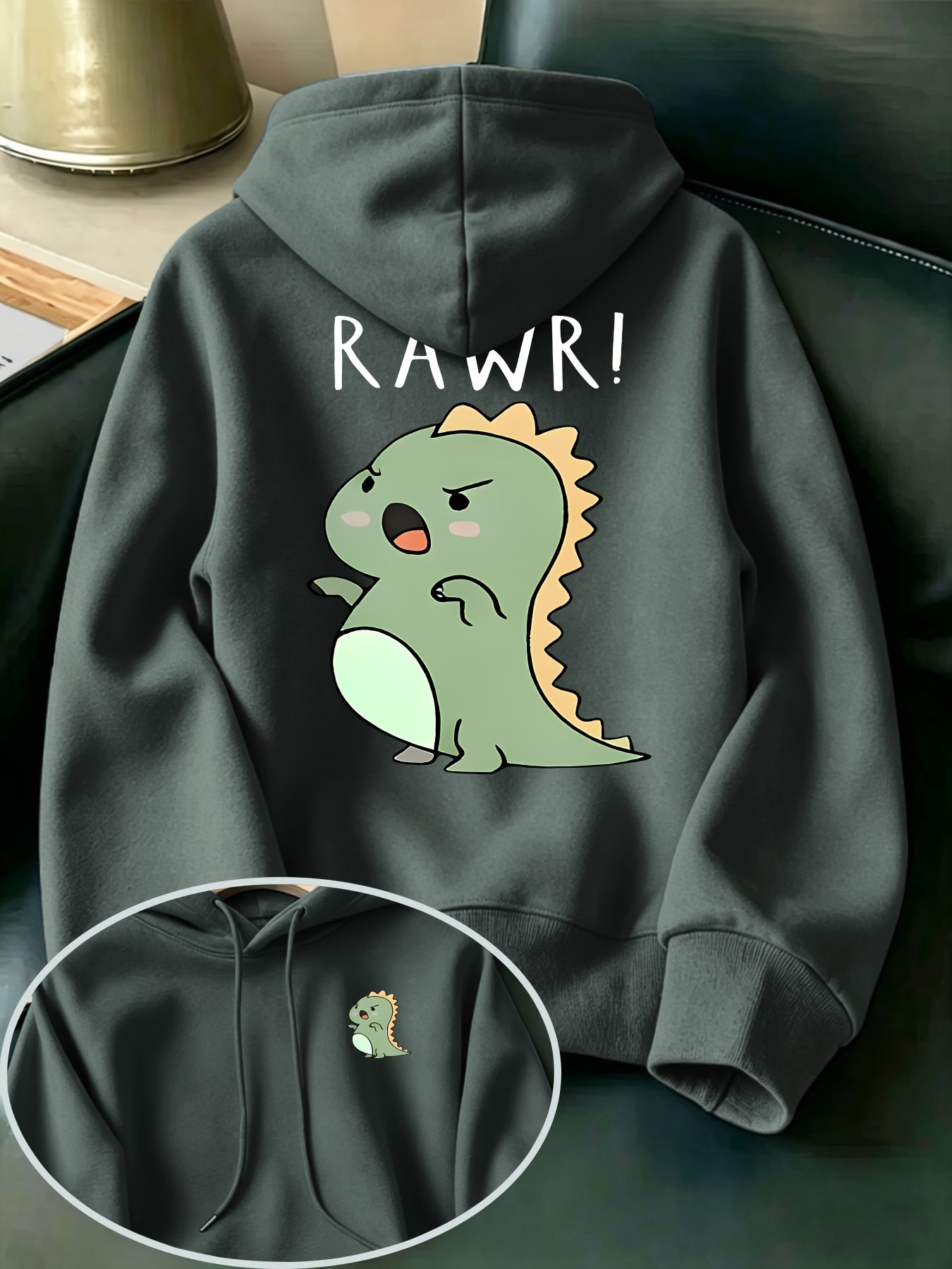 Cartoon Dinosaur Graphic Hoodie