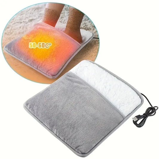 USB-Powered Washable Electric Foot Warmer Heating Pad - Grey