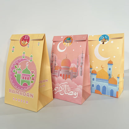 Ramadan Countdown Kraft Paper Bags Set (60 Pieces)