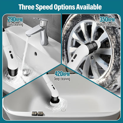 Cordless Electric Scrubber with 9 Brush Heads