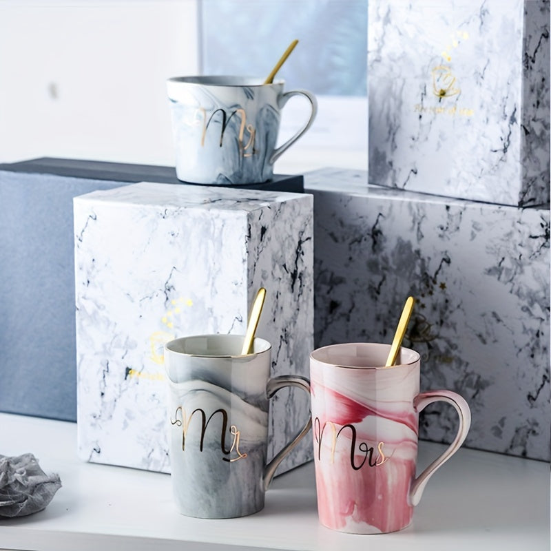 Chic Marble Ceramic Coffee Mug Set