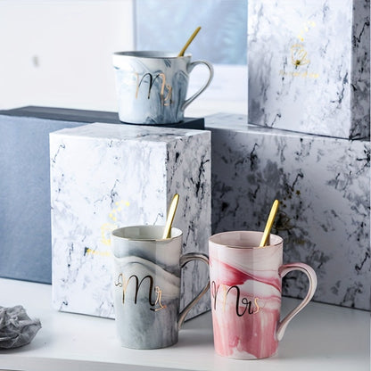 Chic Marble Ceramic Coffee Mug Set