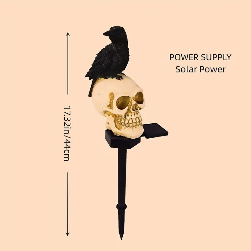 Raven's Glow: Solar-Powered Crow Skull Decor