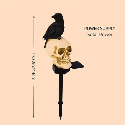 Raven's Glow: Solar-Powered Crow Skull Decor