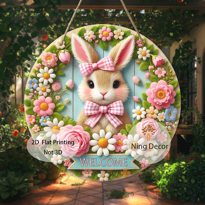 Easter Bunny Wooden Welcome Sign Spring Decor