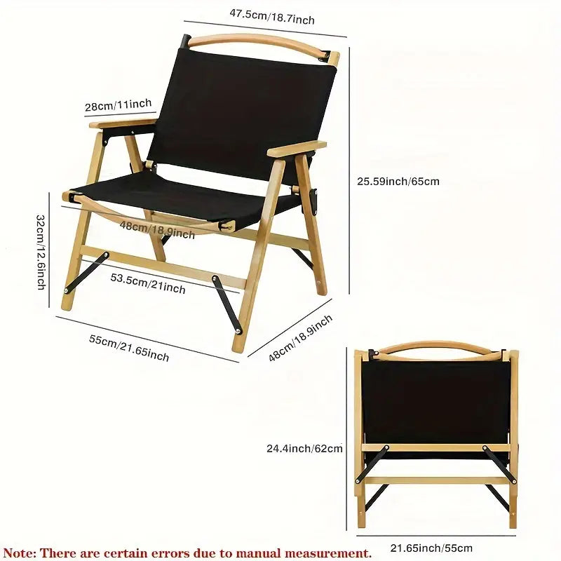 Foldable Wooden Camping Chair - Beech Black
