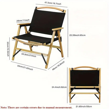 Foldable Wooden Camping Chair - Beech Black