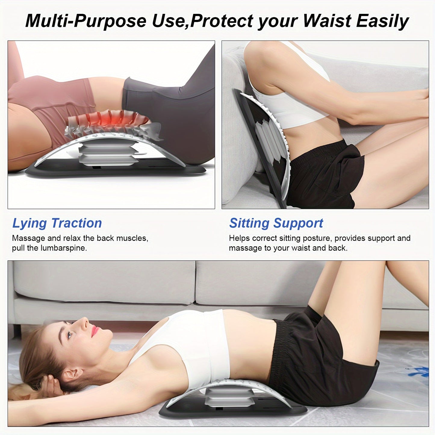 Back Stretcher & Massager - Relieve Sciatica & Fibromyalgia Pain(White)