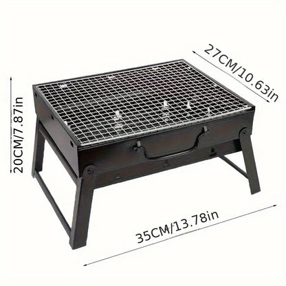 Portable Folding Charcoal BBQ Grill - Stainless Steel Outdoor Camping Stove