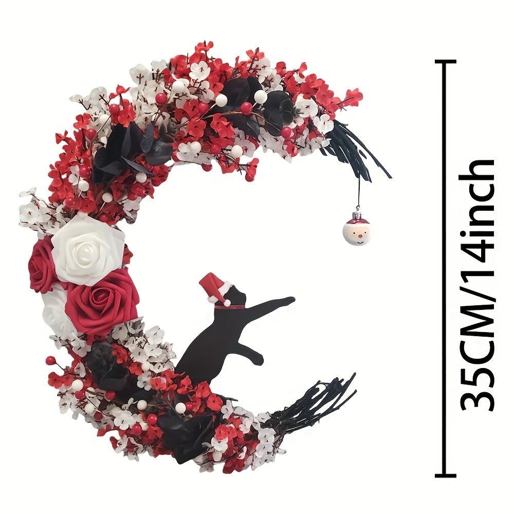 Gothic Black Cat Victorian Wreath Door Hanging