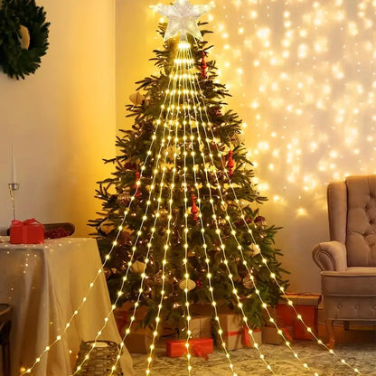 Sparkling 140LED Christmas Star Hanging Tree String Lights