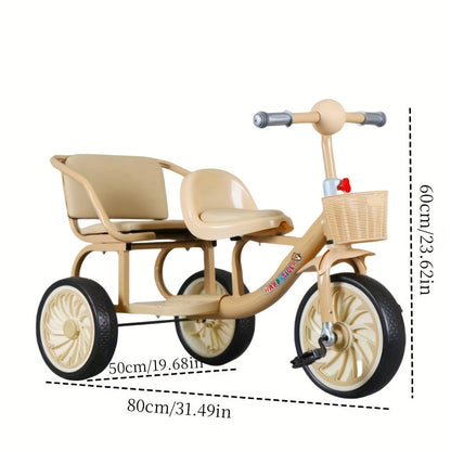 Kids Double Tricycle Pedal Push Ride-On Cart