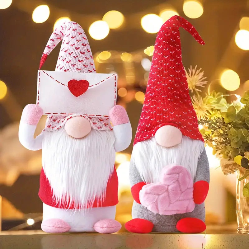 Valentine's Day Gnome Plush Doll Decorations - Set of 2