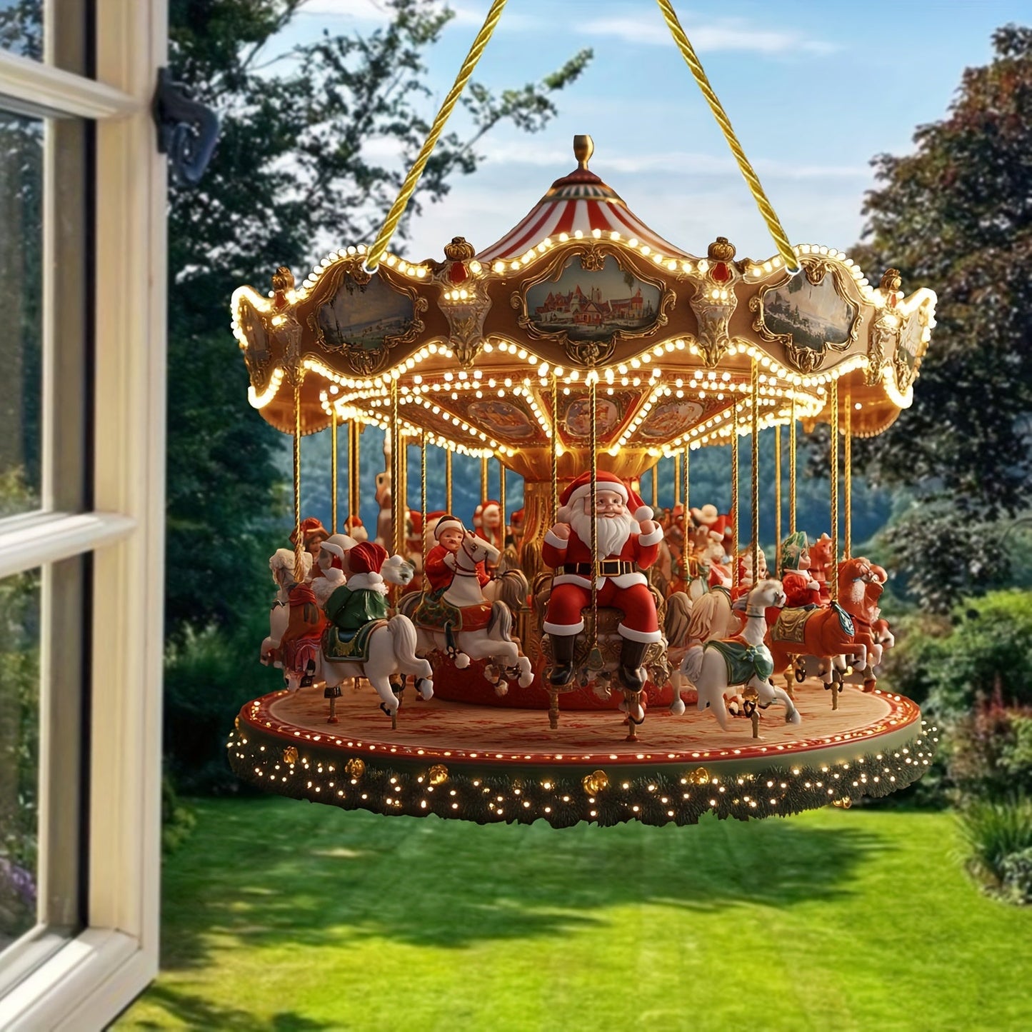 Santa Claus Carousel Acrylic Sun Catcher –  Hanging Decor