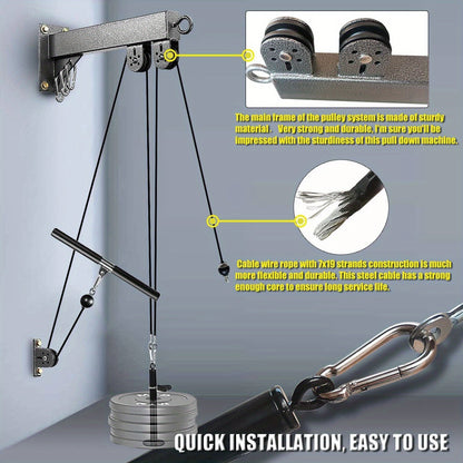 Wall Mounted Cable Pulley Gym System
