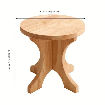Art Deco Wooden Shoe Changing Stool - Household Solid Wood Round Stool in Wood Color