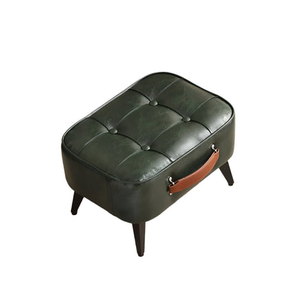 Leather Footstool Ottoman with Storage
