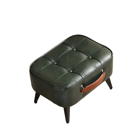 Leather Footstool Ottoman with Storage