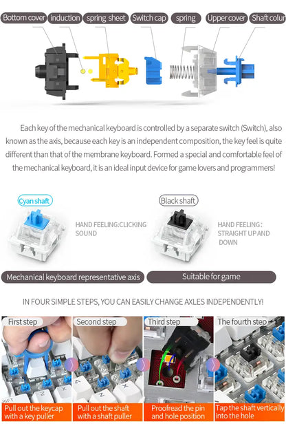 Caller Mechanical Keyboard - 104 Keys, Green Axis, Backlit, Wired USB, Black [Green Axis]