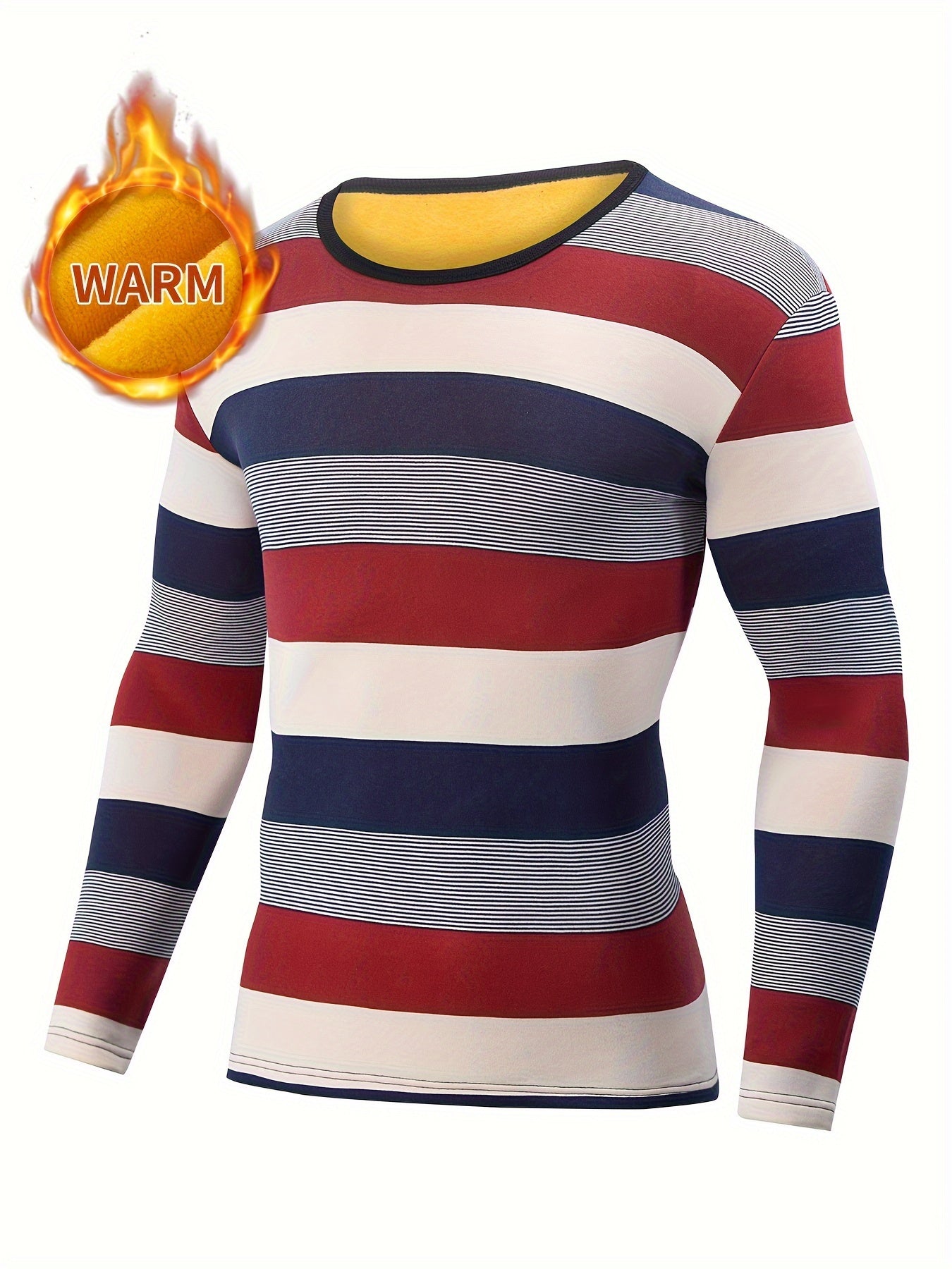 Men's Thermal Striped Skiing Fleece Shirt