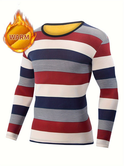 Men's Thermal Striped Skiing Fleece Shirt