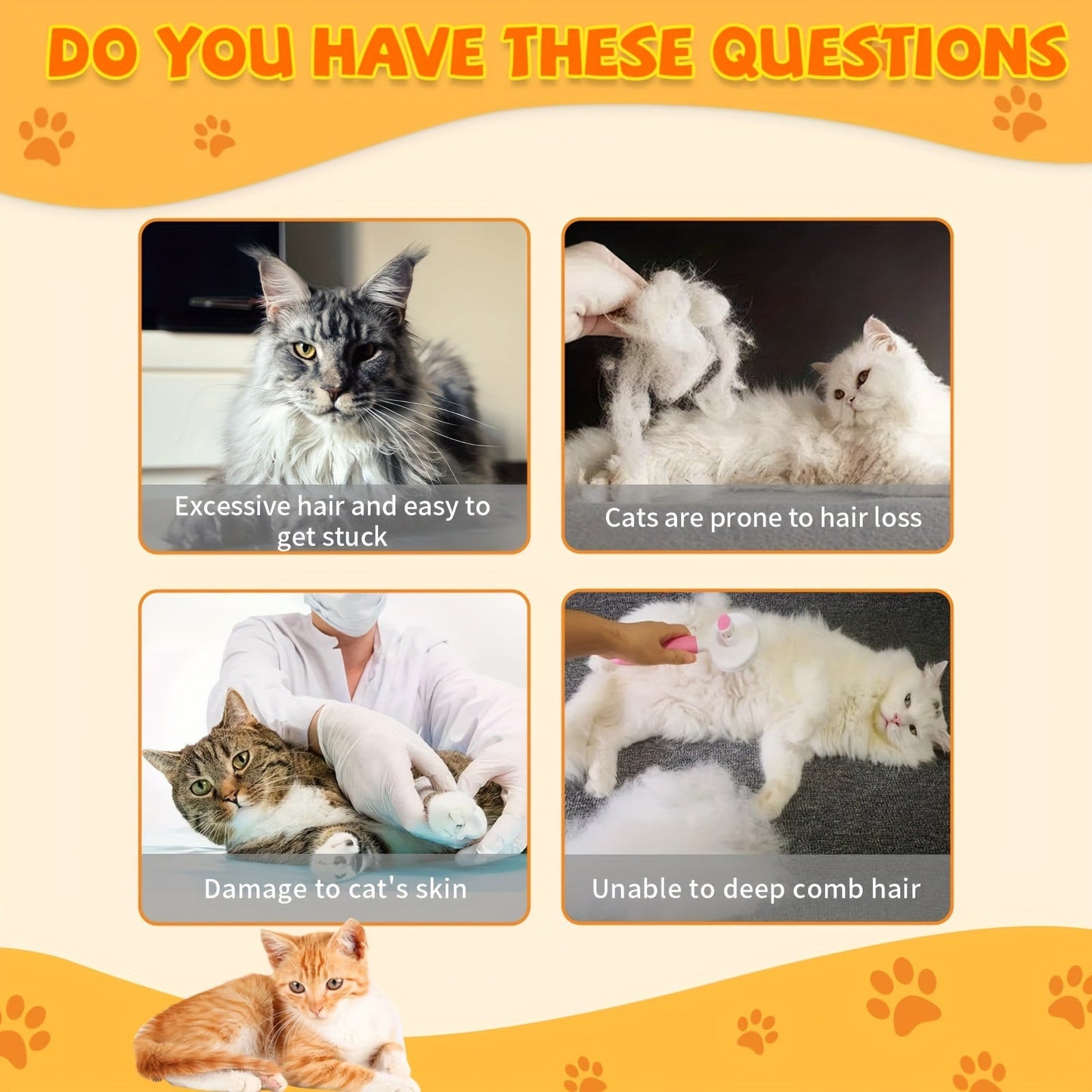 3-in-1 Rechargeable Steam Pet Brush for Cats & Dogs