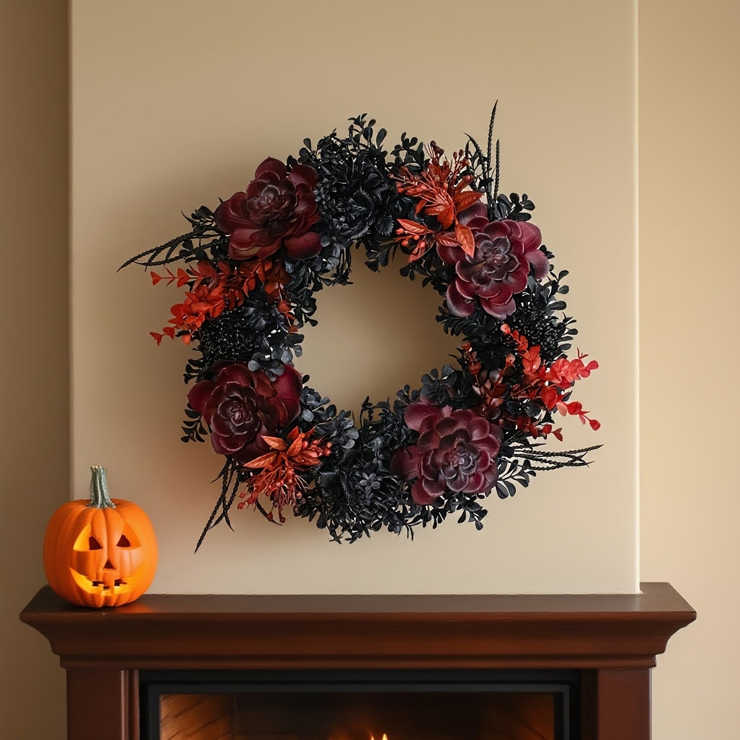 Halloween Black Red Wreath