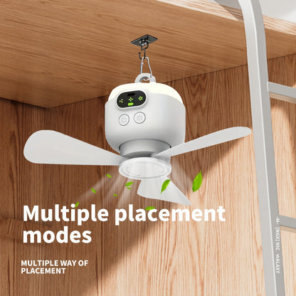 Portable USB Rechargeable Ceiling Fan with Night Light