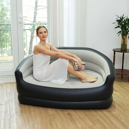 Double Inflatable Folding Sofa Plush Lounge Chair