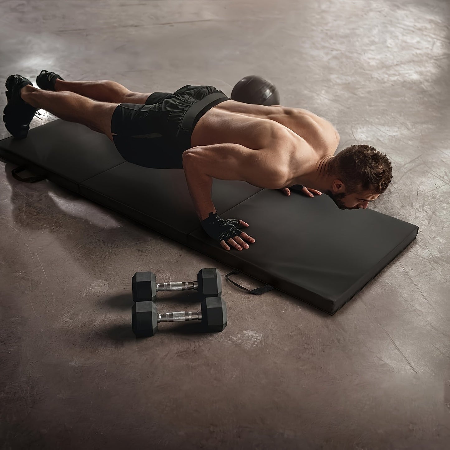 Tri-Fold PU Yoga Exercise Mat with Handle