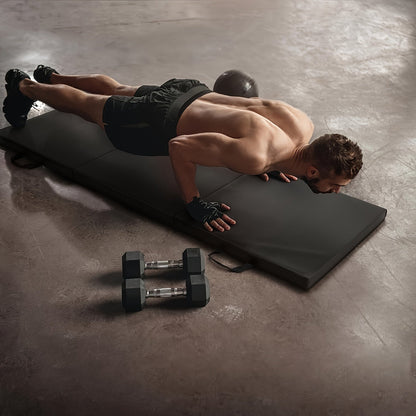 Tri-Fold PU Yoga Exercise Mat with Handle