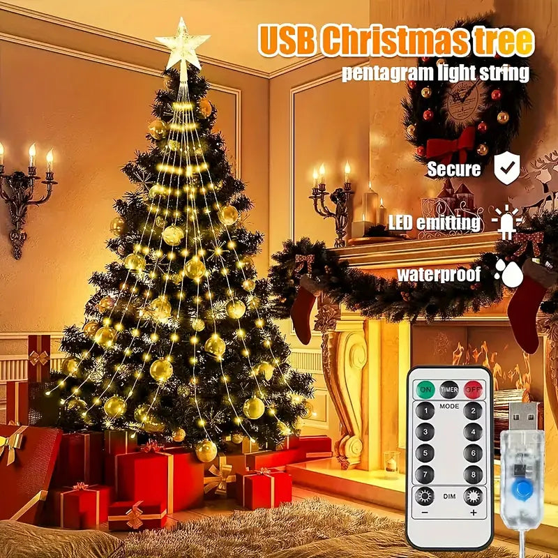 Dazzling Drapes: 200 LED Waterfall Lights for Christmas Trees