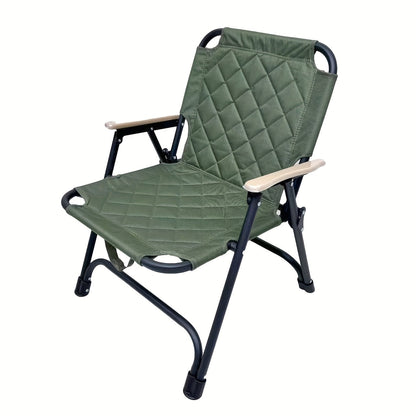 Oak Folding Armchair with Stainless Steel Frame