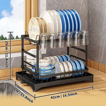 Double Decker Drying Delight: The Ultimate 2-Tier Kitchen Dish Rack