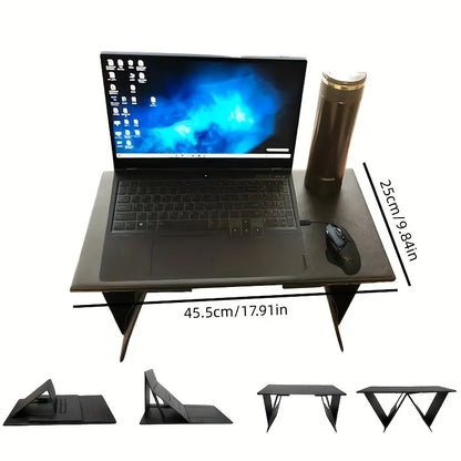 Portable Folding Student Study Table - Black PU Leather