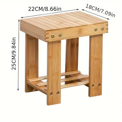 Bamboo Children's Small Stool - Square Shape, 25cm High
