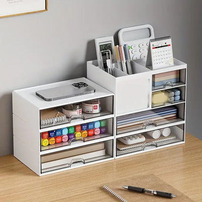 Modern White Desktop Office Desk Storage Box with Drawers - Rust Resistant