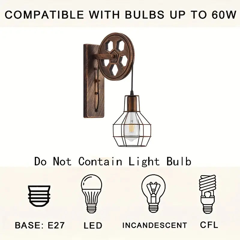 Vintage Industrial Wall Sconce - Rustic Farmhouse Bedside Lamp (Bronze)