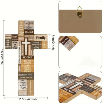 Faithful Reminders: Wooden Christian Cross Wall Decor with Biblical Verse