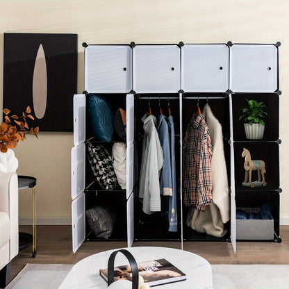 Storage Wardrobe Closet with Hanging Rods