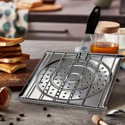 Stainless Steel Stove Top Toaster with Foldable Handle